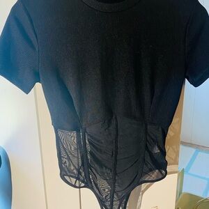 Black Mesh Panel Bodysuit